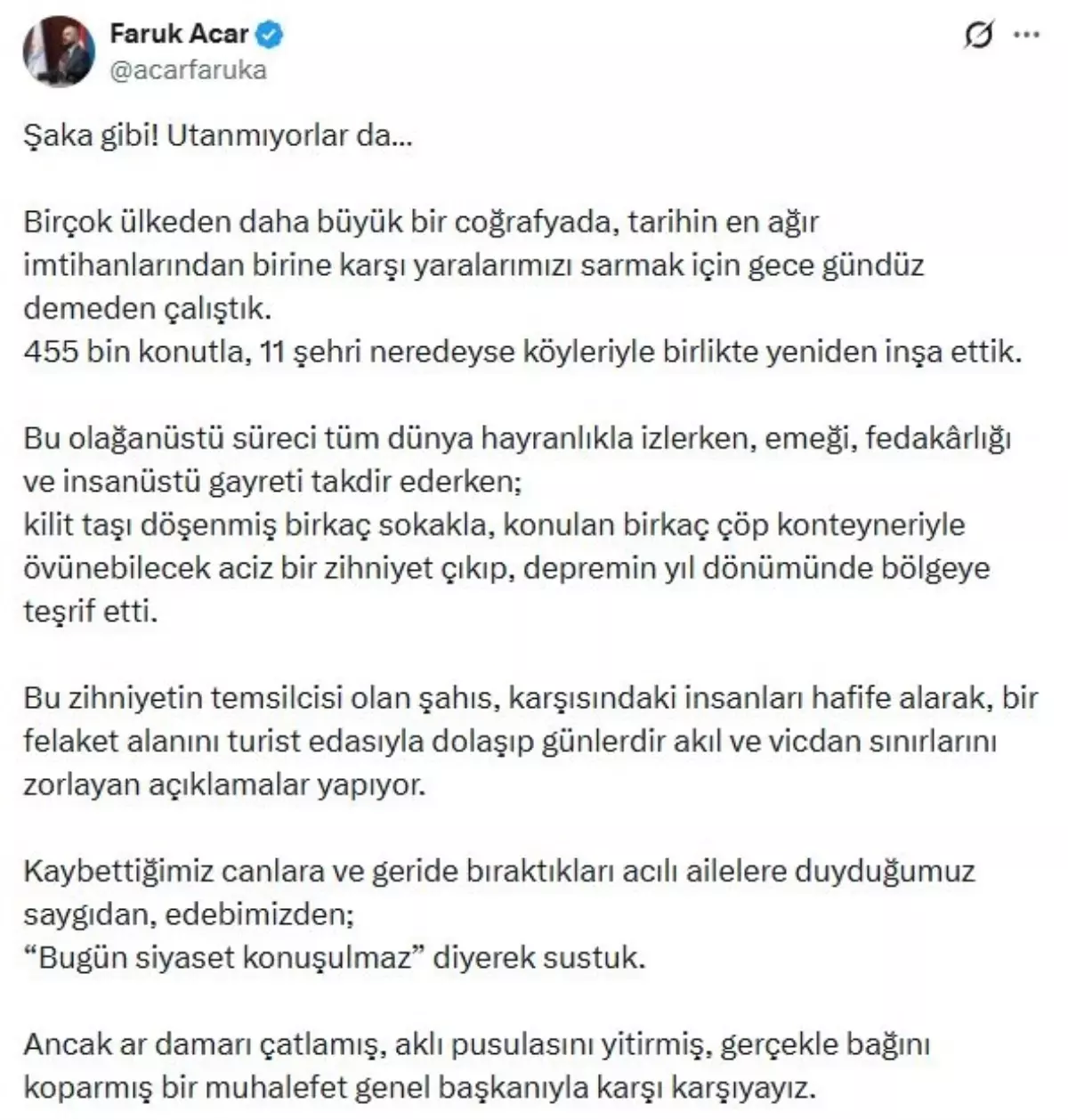 AK Parti'li Acar'dan, Özgür Özel'e tepki