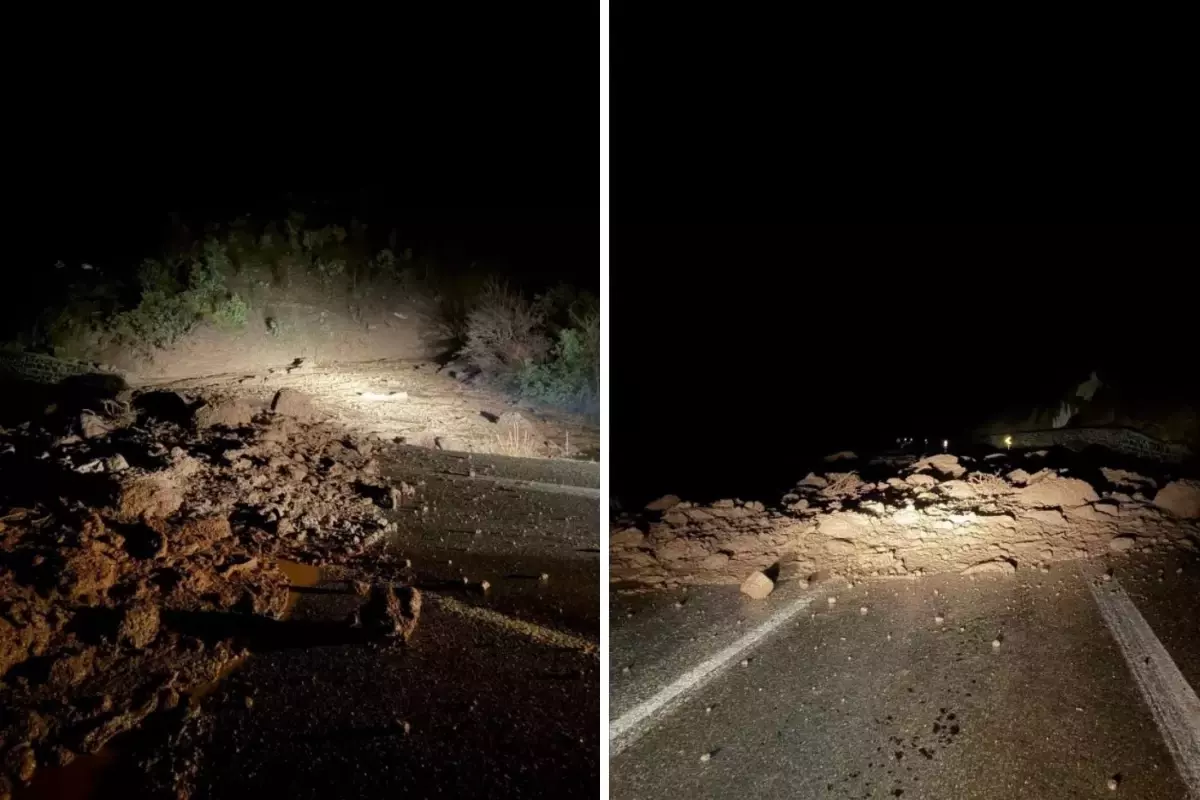 Bolu'da yağmur heyelana neden oldu, ilçe yolu ulaşıma kapandı