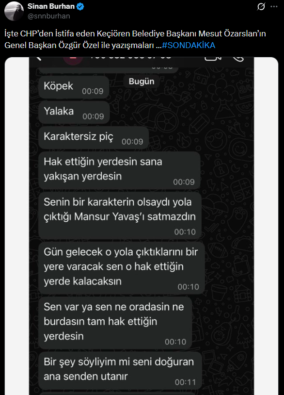 Criminal complaint from Keçiören Mayor Mesut Özarslan to Özgür Özel