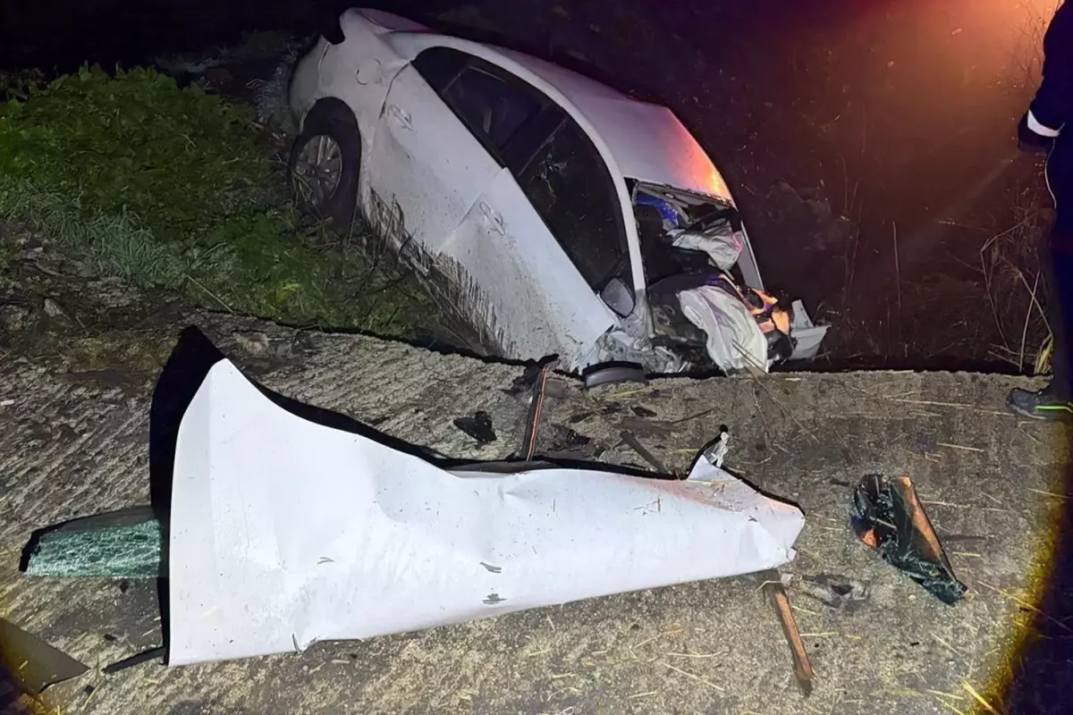 Korkunç kaza! Şarampole yuvarlanan araçtaki 2 kişi hayatını kaybetti