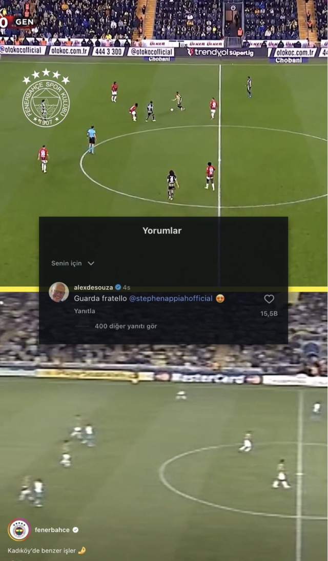 Alex commented on Fenerbahçe's post! Fans showered likes