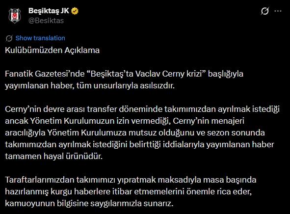 Cerny Beşiktaş'tan ayrılmak mı istiyor? Beşiktaş Cerny krizi nedir?