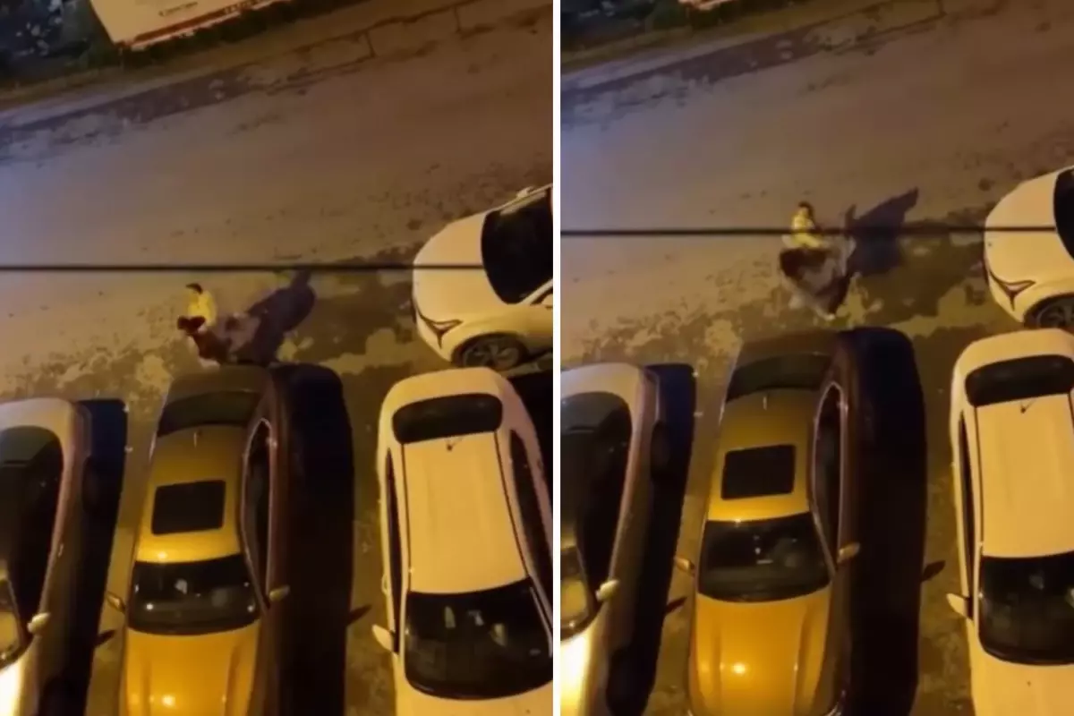 Genç kadını sokak ortasında defalarca yumrukladı