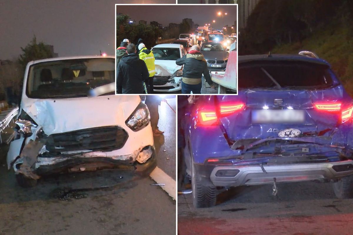 TEM Otoyolu'nda 8 araç birbirine girdi! Trafik kilitlendi