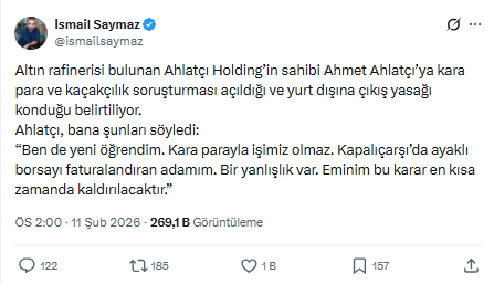 Investigation into Ahmet Ahlatçı for money laundering! A travel ban has been imposed