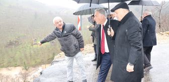 AK Parti Ordu Milletvekili Kaynak, heyelan nedeniyle ulaşıma kapanan yolda incelemede bulundu