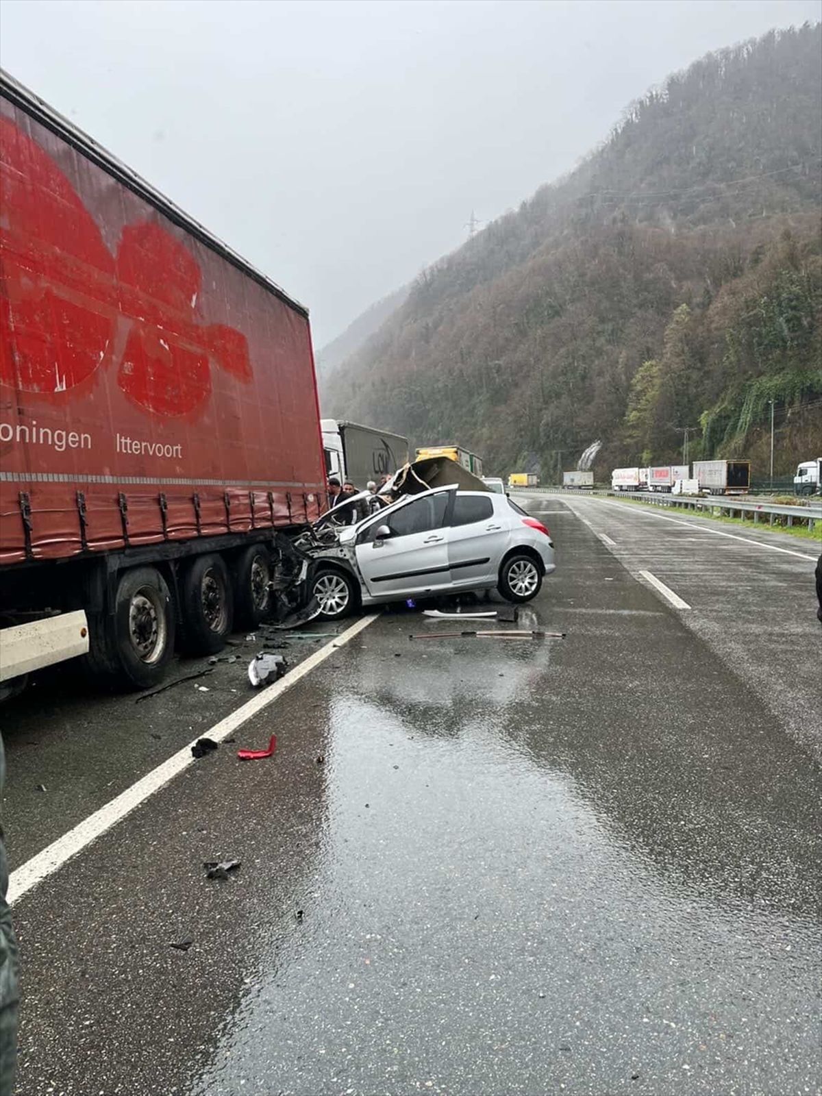 Artvin'de park halindeki tıra çarpan otomobildeki 2 kişi öldü