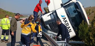Balıkesir'de tırın devrildiği kazada 1 kişi yaralandı