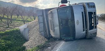 Bilecik'te devrilen yüklü kamyonun sürücüsü yaralandı