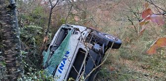 Bilecik'te şarampole devrilen minibüsün sürücüsü yaralandı