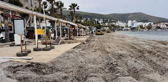 Bodrum'da sahildeki tahliye ve yıkım işlemleri devam ediyor
