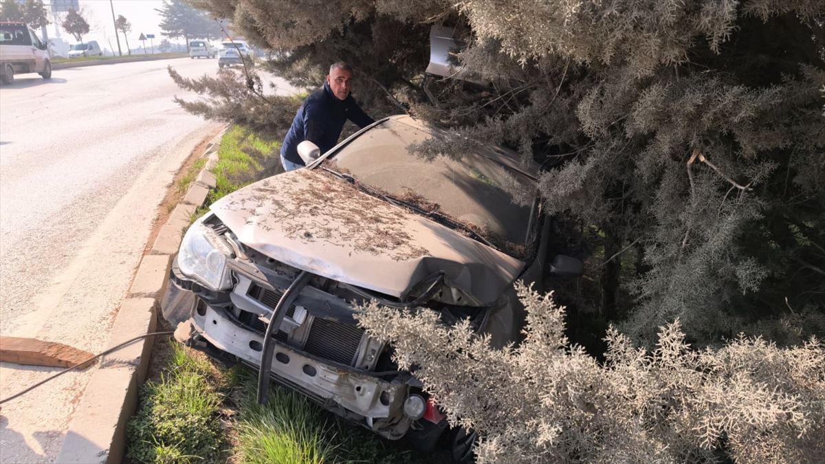 Bursa'da ağaca çarpan otomobilin sürücüsü yaralandı