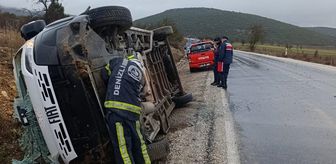 Denizli'de diyaliz hastalarını taşıyan minibüsün devrildiği kazada 9 kişi yaralandı