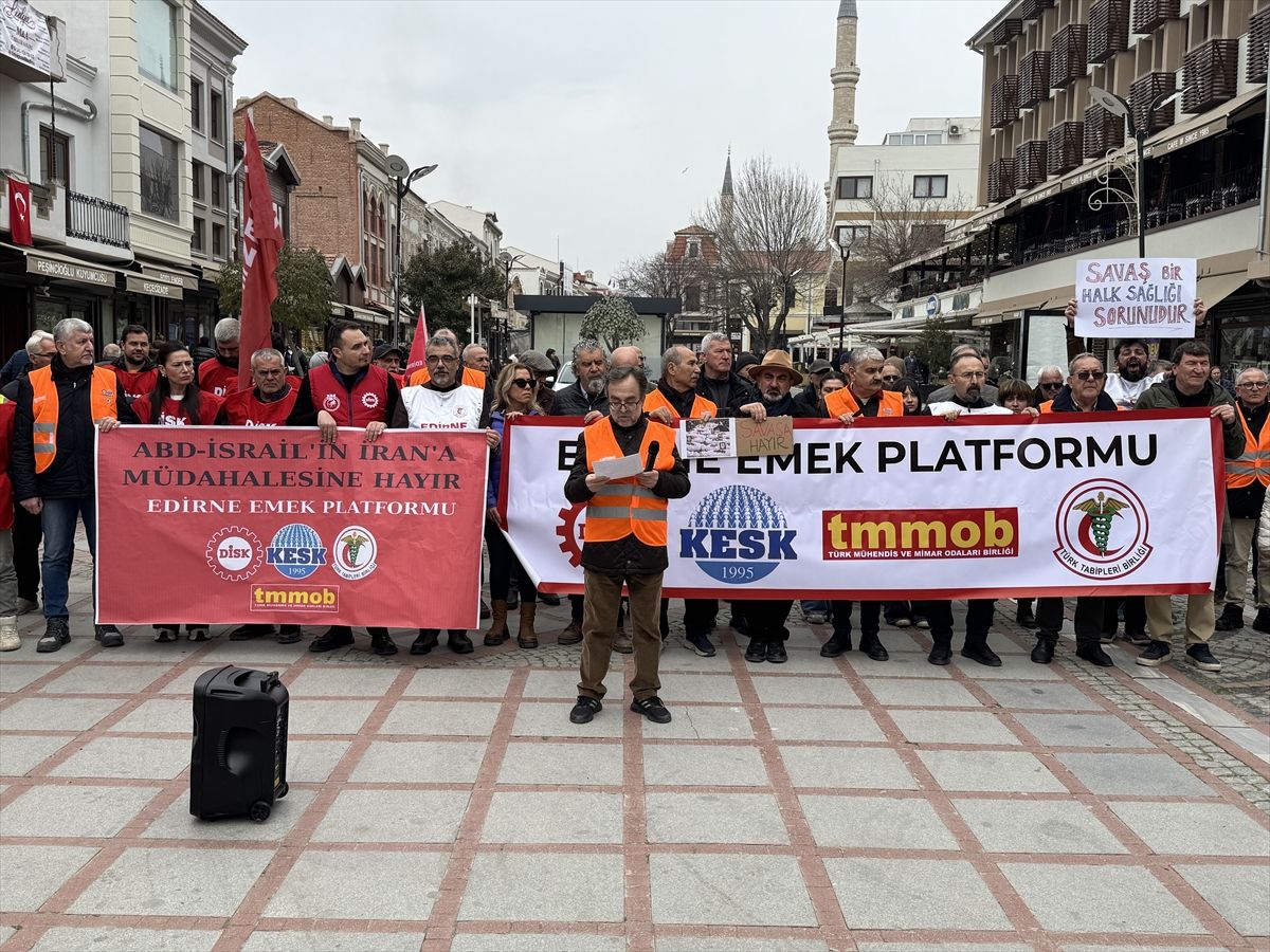 Edirne'de ABD ve İsrail'in İran'a yönelik saldırıları protesto edildi