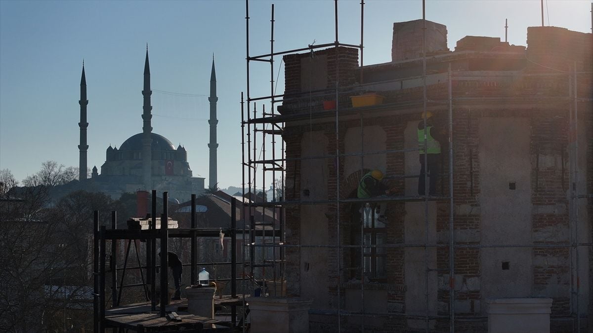 Edirne'de tarihi Makedon Kulesi'nin dış cephe çalışmaları tamamlandı
