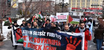 Erzurum'da sağlıkçılar Gazze için sessiz yürüyüşlerini 118. haftada sürdürdü