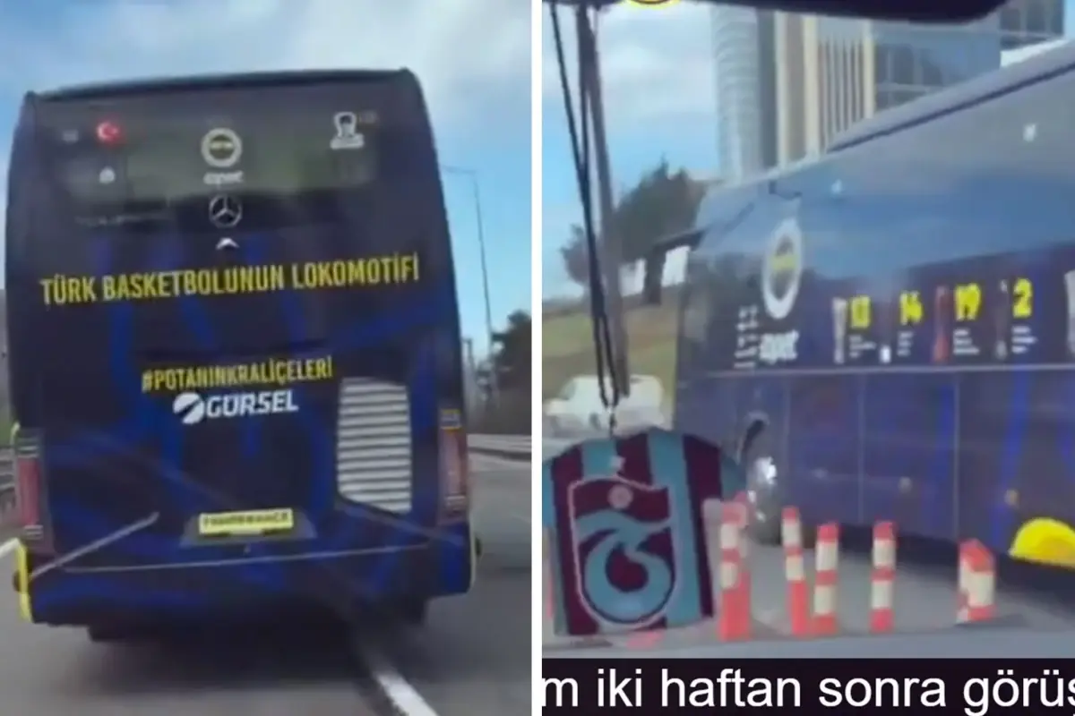 Fenerbahçe otobüsünü gören Trabzonspor taraftarı kendinden geçti