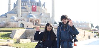 Fransız gezginler otostopla çıktıkları dünya turunda Edirne'ye hayran kaldı