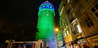 Galata Kulesi 28 Şubat Nadir Hastalıklar Günü dolayısıyla aydınlatıldı