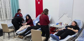 Gümüşhacıköy'de üniversite öğrencilerinden Türk Kızılaya kan bağışı