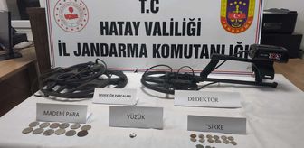 Hatay'da 15 sikke ve tarihi obje ele geçirildi