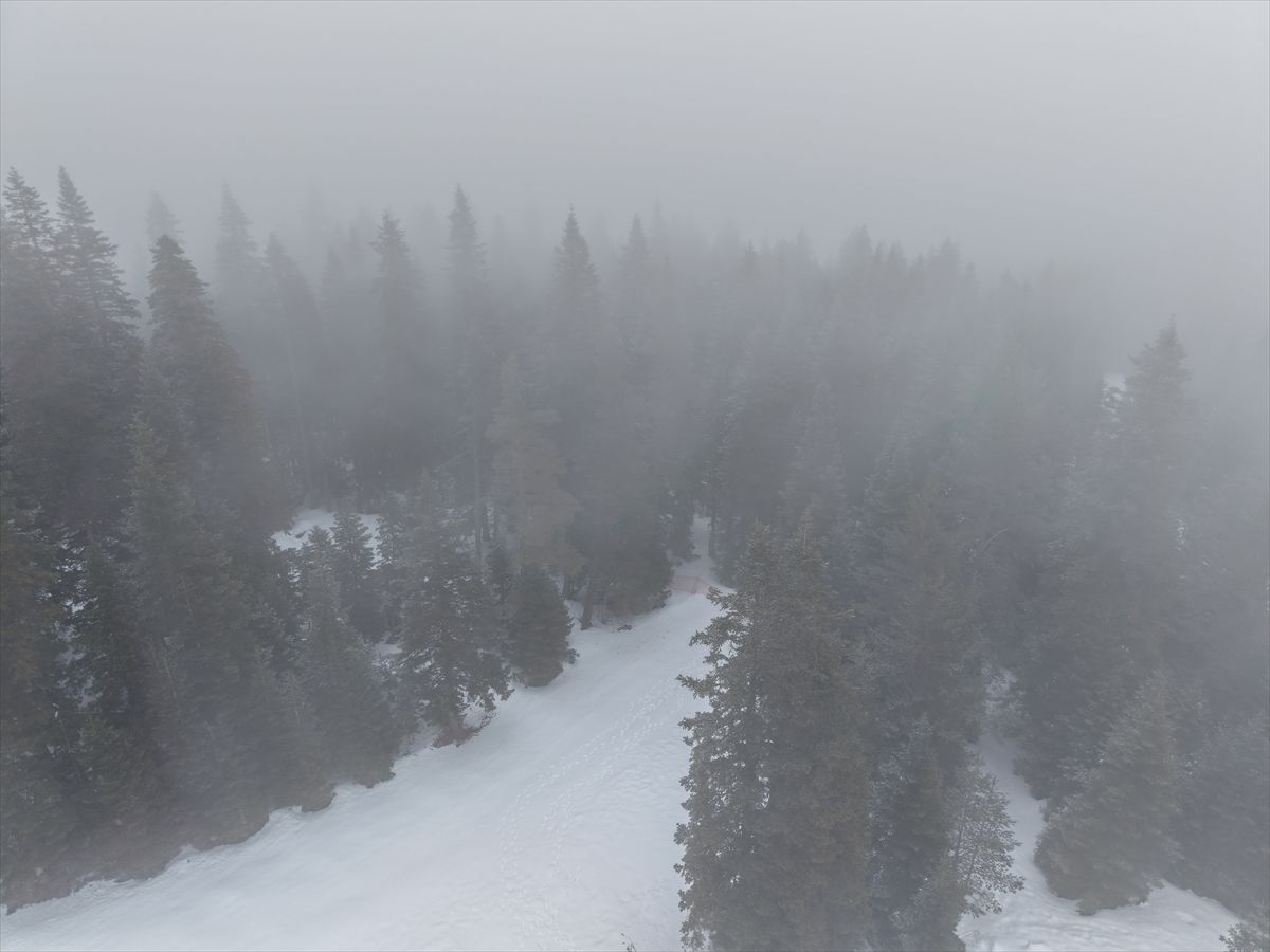 Ilgaz Dağı'nda yoğun sis ve kar yağışı etkili oluyor