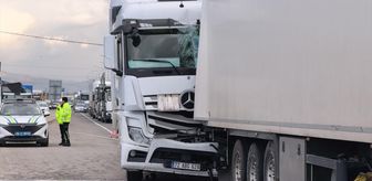 İnegöl'de tanker ile tırın çarpıştığı kazada 1 kişi yaralandı