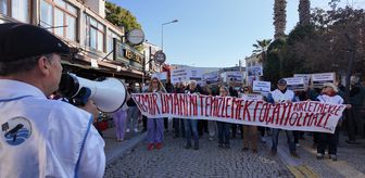 İzmir'de denize dip çamuru dökülmesi protesto edildi