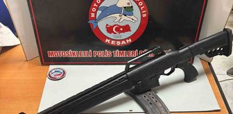 Keşan'da halıya sarılarak gizlenen ruhsatsız av tüfeği ele geçirildi