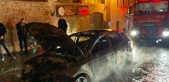 Mardin'de seyir halindeki otomobil yandı