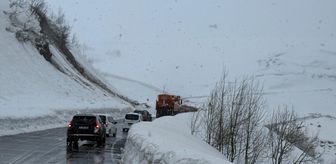 Muş-Kulp kara yoluna düşen çığ ve toprak birikintisi temizlendi