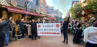 Nazilli'de Kuran kursu öğrencileri ramazanı yürüyüşle karşıladı