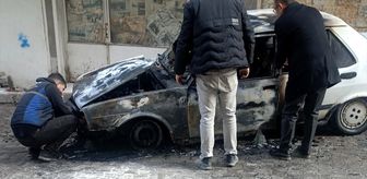 Nevşehir'de park halindeki otomobil yandı