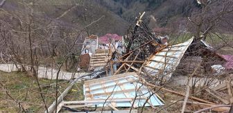 Ordu'da fırtına nedeniyle bazı evlerin çatısı uçtu