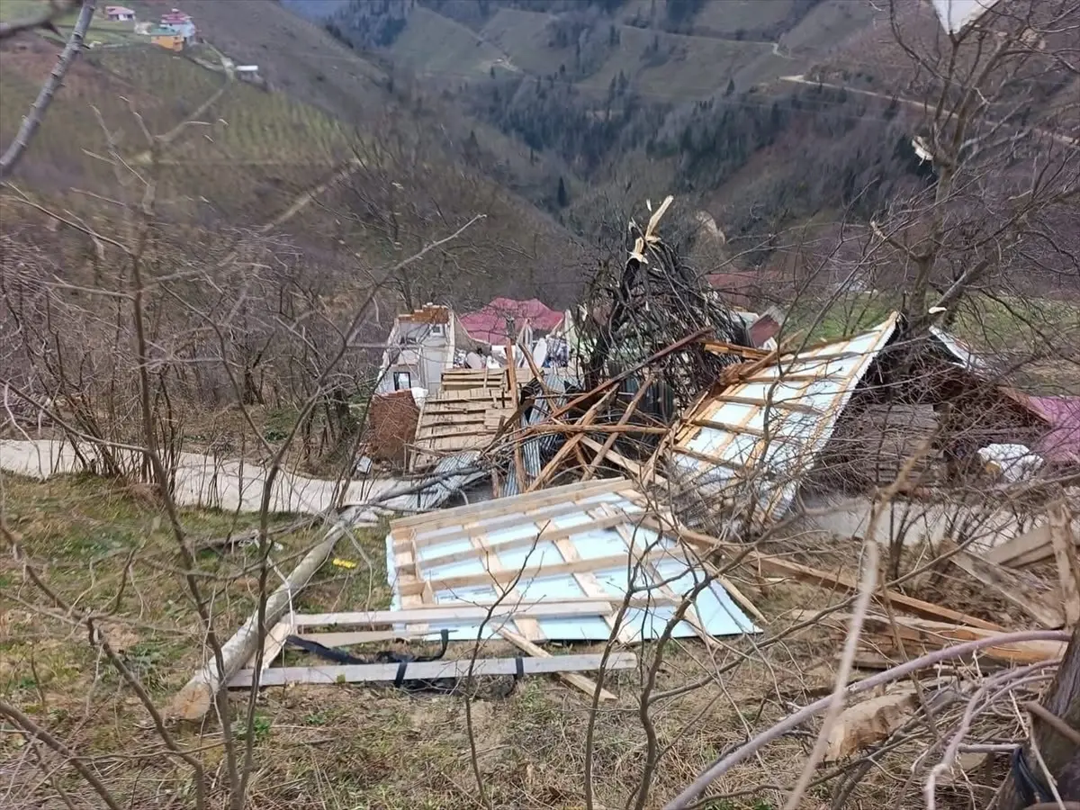 Ordu'da fırtına nedeniyle bazı evlerin çatısı uçtu