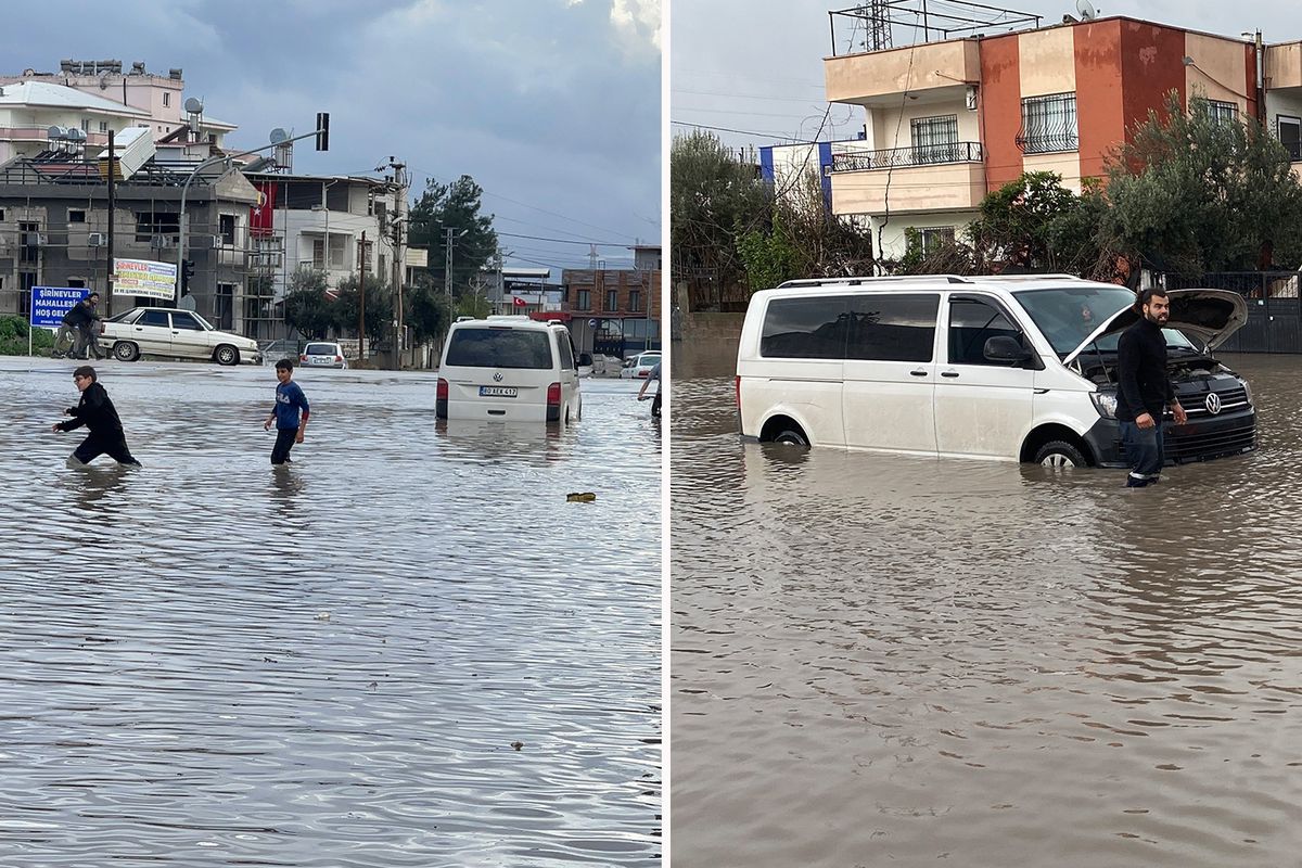 Osmaniye'de sağanak: yollar göle döndü, araçlar mahsur kaldı