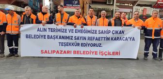 Salıpazarı Belediyesi çalışanlarından Belediye Başkanı Karaca'ya 'zam' teşekkürü