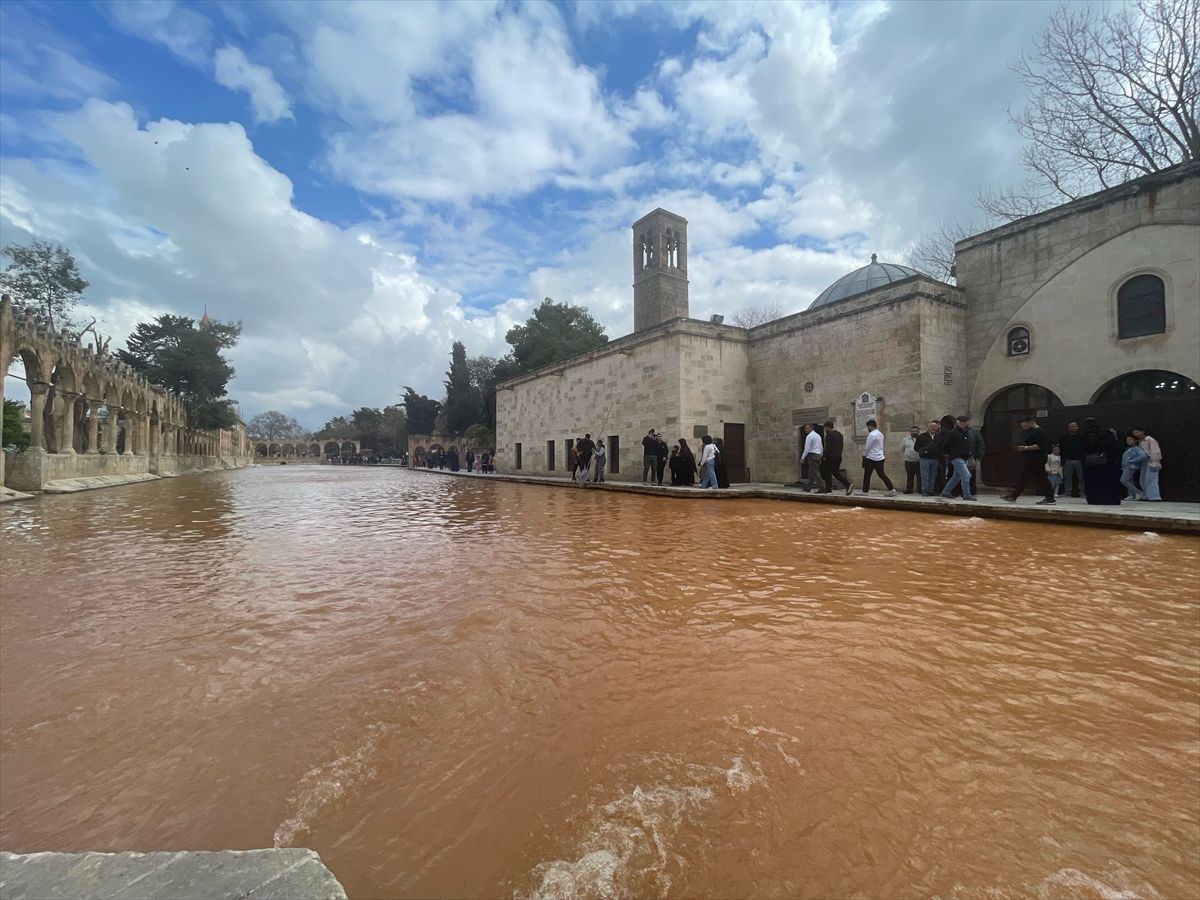 Şanlıurfa'da sağanak Balıklıgöl'ün suyunu bulandırdı