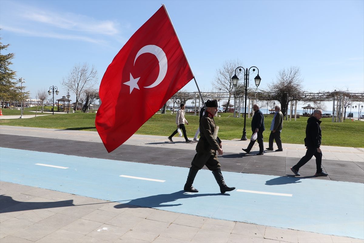 Şehitler için İstanbul'dan Çanakkale'ye yürüyen gazi torunu Tekirdağ'a ulaştı