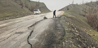 Şırnak'ta yağış nedeniyle belde yolunda çökme meydana geldi