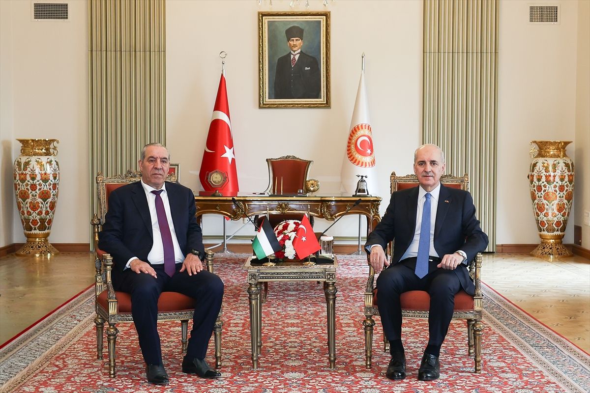 TBMM Başkanı Kurtulmuş, Filistin Devlet Başkan Yardımcısı Şeyh ve Filistin Ulusal Konseyi Başkanı Fattouh ...