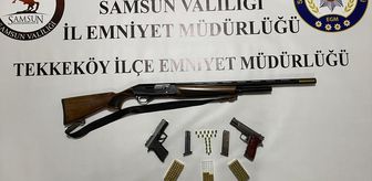 Tekkeköy'de bir evde 3 ruhsatsız silah ele geçirildi