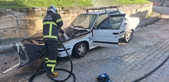 Tokat'ta otomobilde çıkan yangın söndürüldü