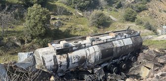 Uşak'ta devrildikten sonra alev alan akaryakıt tankerinin sürücüsü öldü