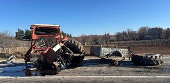 Uşak'ta kamyon ile çarpışan traktörün sürücüsü yaralandı