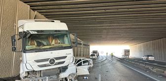 Uşak'ta tır ile çarpışan otomobilin sürücüsü yaralandı