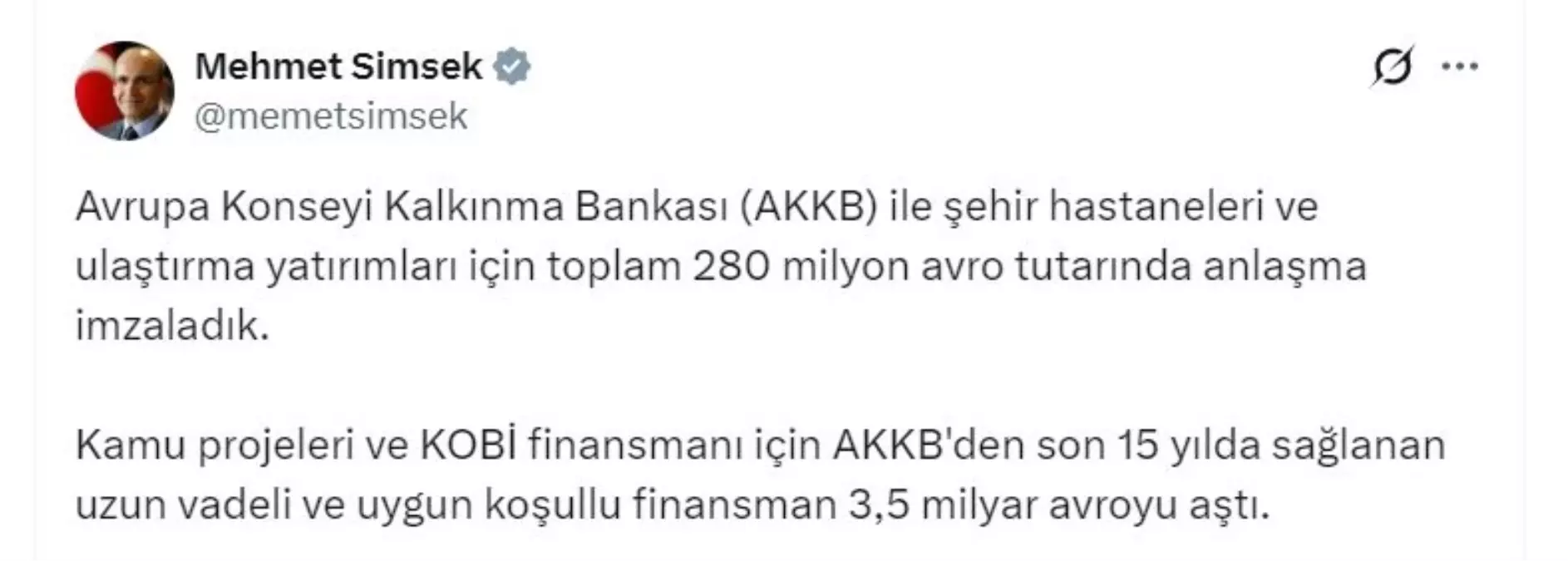Avrupa Konseyi Kalkınma Bankası ile 280 milyon avroluk anlaşma imzalandı