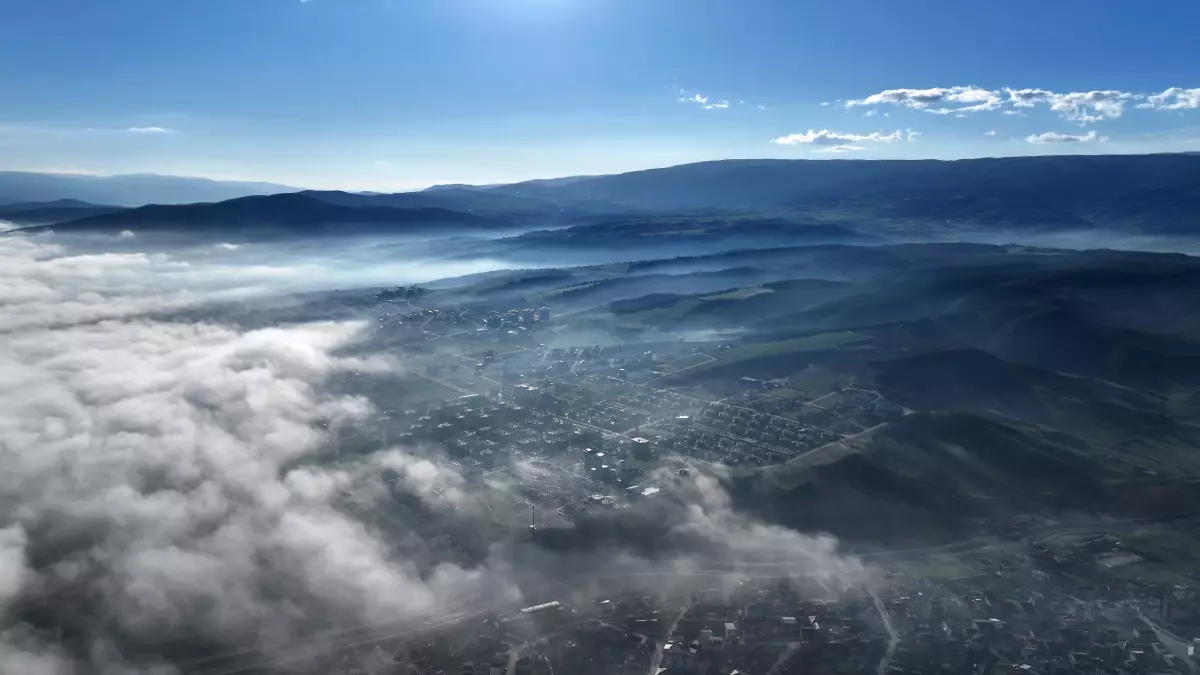 Tokat'ta sis bulutu havadan görüntülendi