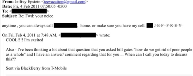 Scandalous question from Epstein to Bill Gates: How do we eliminate poor people?