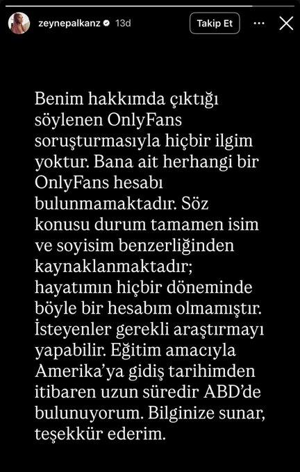 Statement from Zeynep Alkan regarding the OnlyFans investigation